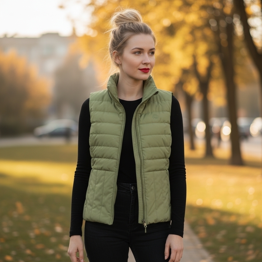 Kenneth Cole Reaction Green Down Fill Puffer Vest Size M